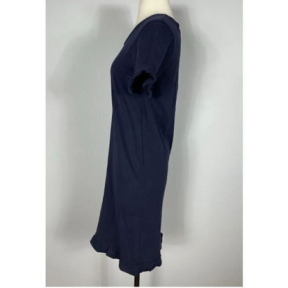 Boden Cotton Ruffle Hem Short Sleeve Scoopneck Navy Sz 2 - Picture 7 of 10